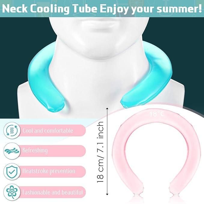 Neck Wearable cooling Wraps Tube for Summer Heat Hands Free Cold Gel Ice Pack