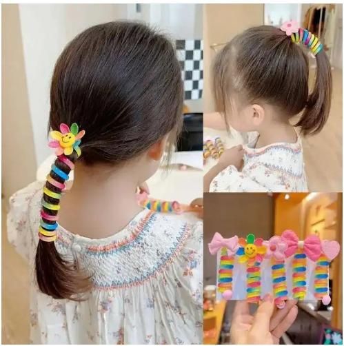 Girl Curly Bands Ponytail Holder Colorful Elastic Spiral Hair Bands for kids (10pcs)