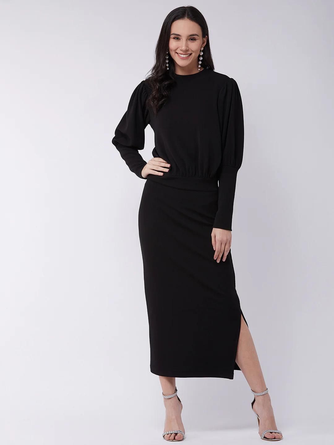 PANNKH Black Leg 'O' Mutton Fitted Dress