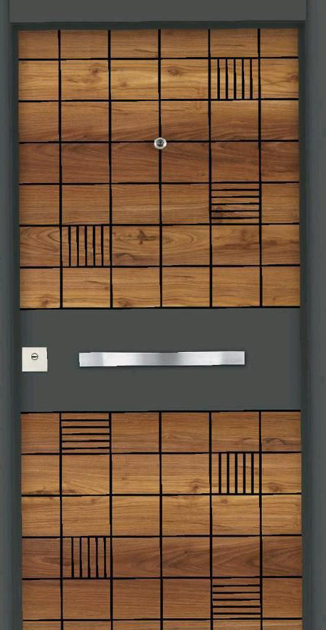 KD156 Laminate Mica Groove Decorative Door [Pinewood]