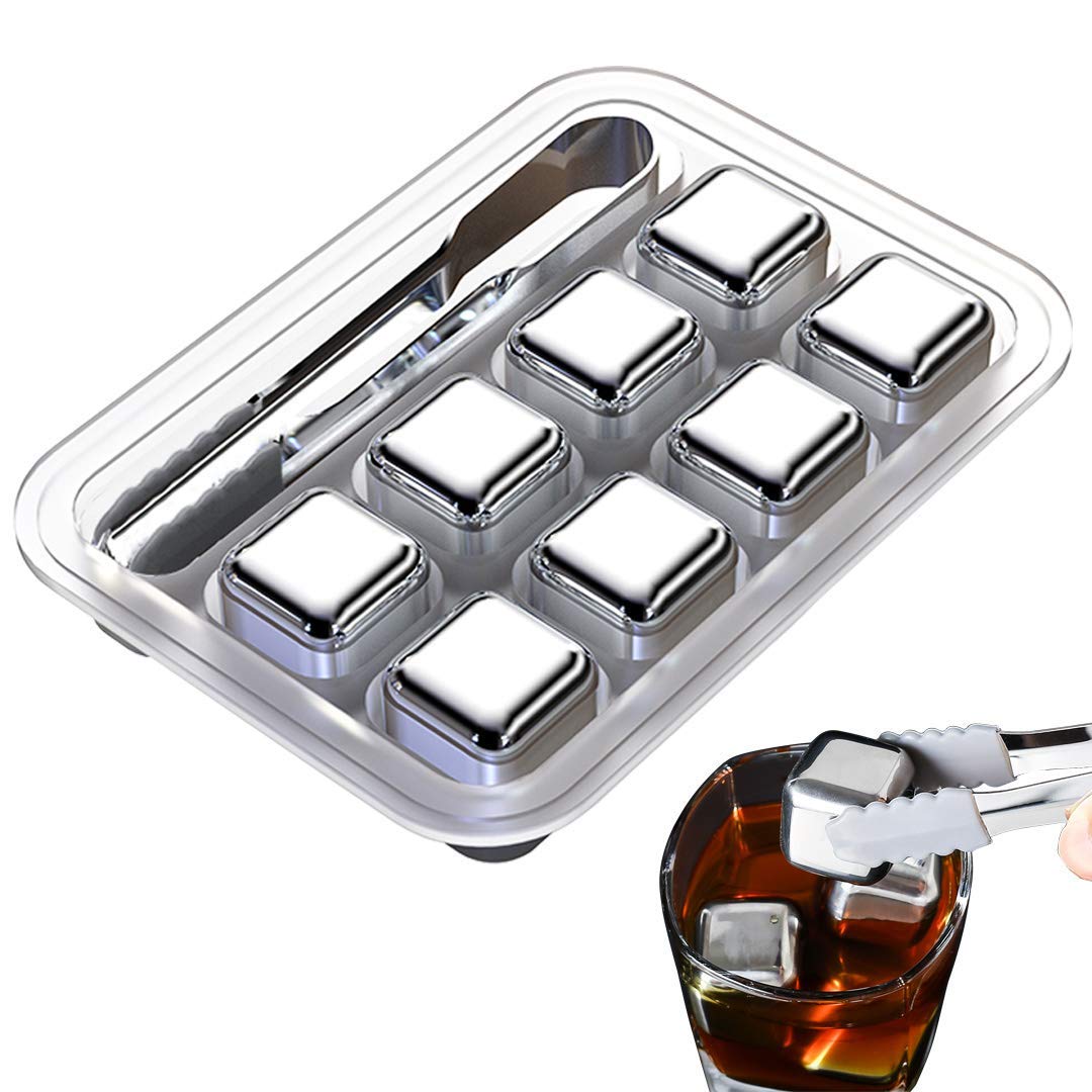 Whiskey Stones Reusable Ice Cubes Stainless Steel Whiskey Chilling Stones ( 8 Cube )