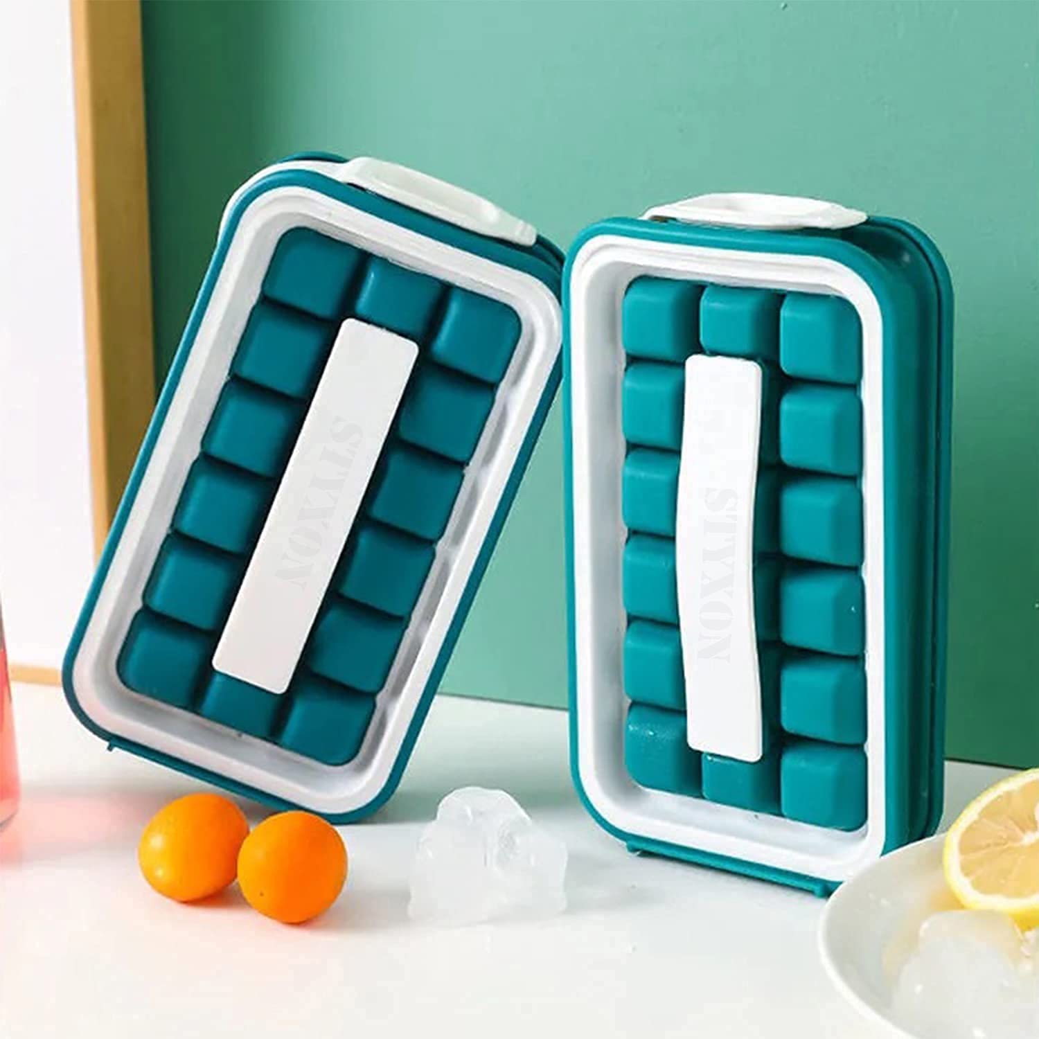 Ice Tray Mould -36 Grid Folding Mold Insulated Storage Box Silicone Cube Maker Portable Ice Cream