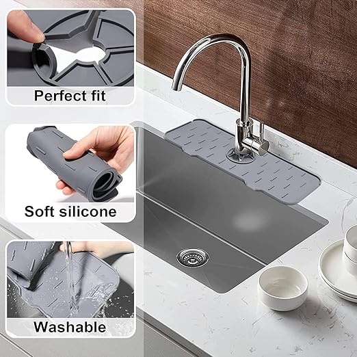 Kitchen Sink Splash Guard, Silicone Faucet Handle Drip Catcher Tray (pack of 5)