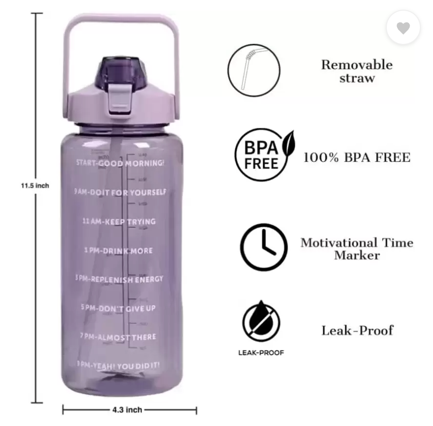 Motivational Time And Capacity Marker Leakproof BPA Free Reusable Plastic