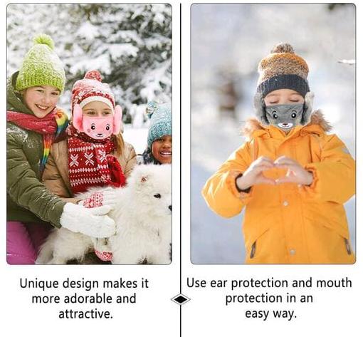 Winter Woolen Mask For Winter Fleece & Fur Earmuffs Kids Mask (Pack Of 1)
