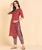 Women's Cotton Printed Straight Kurti With Pant Set