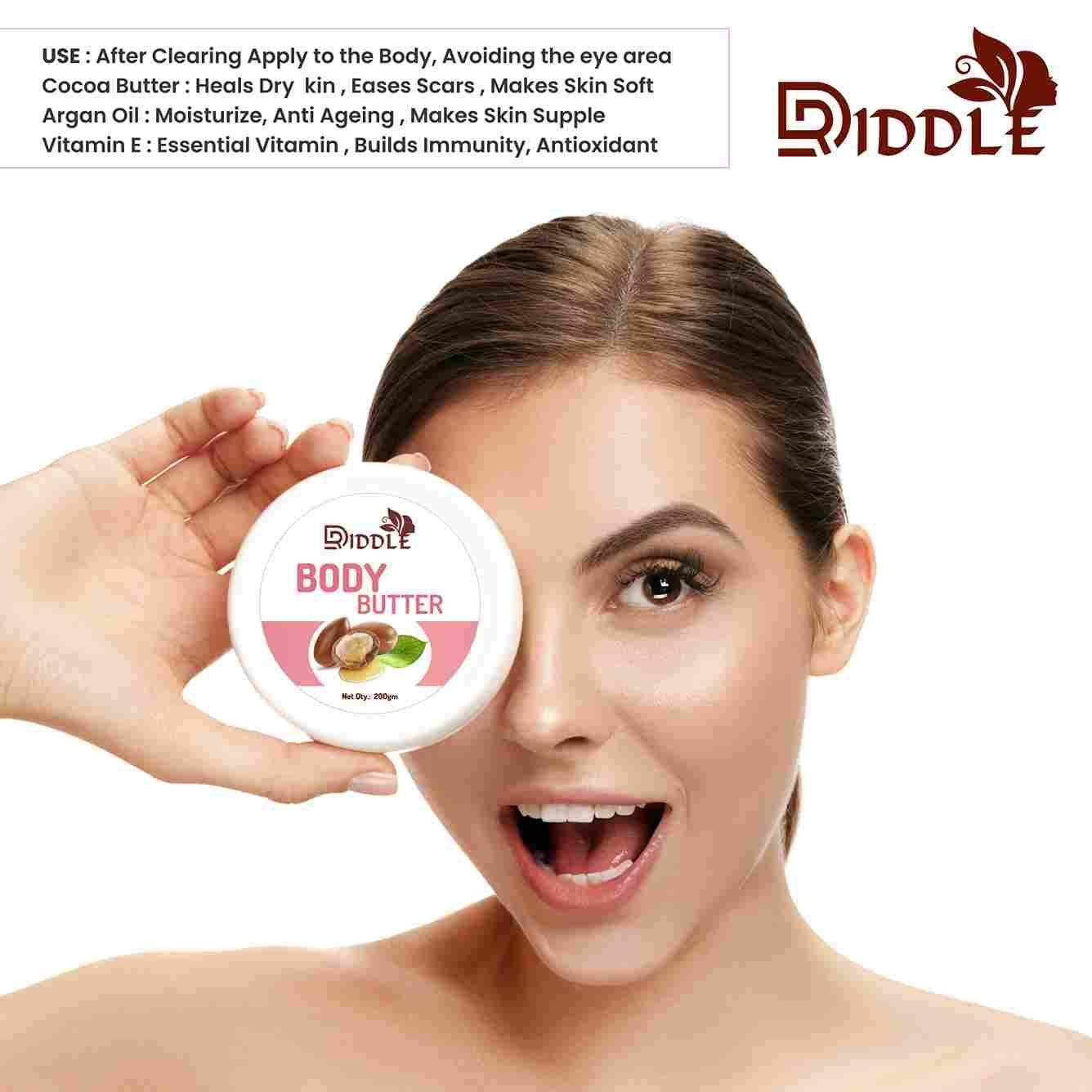 Driddle Almond Shea Butter Face & Body Massage Cream Boosts Skin Moisture|Brightens Skin  200 Gm