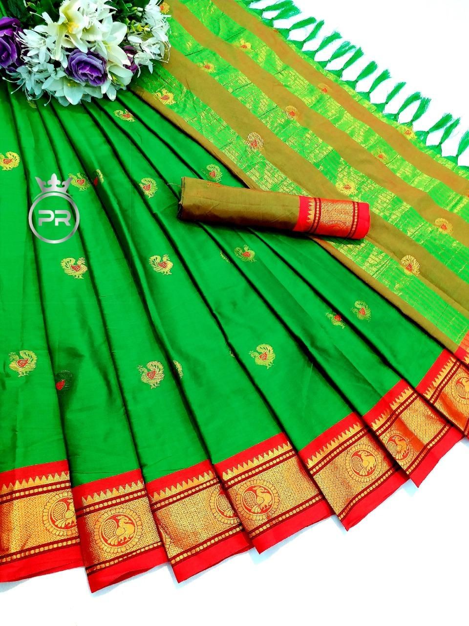 New Weaving Cotton Silk Saree With Tassels