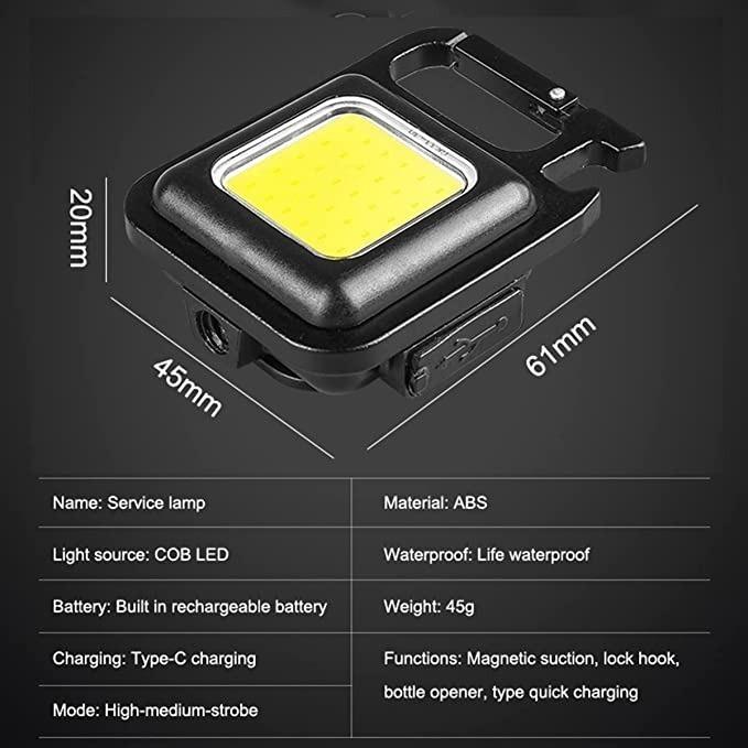 Mini LED COB Flashlight , Keychain Light, 500 Lumen Rechargeable Flashlights