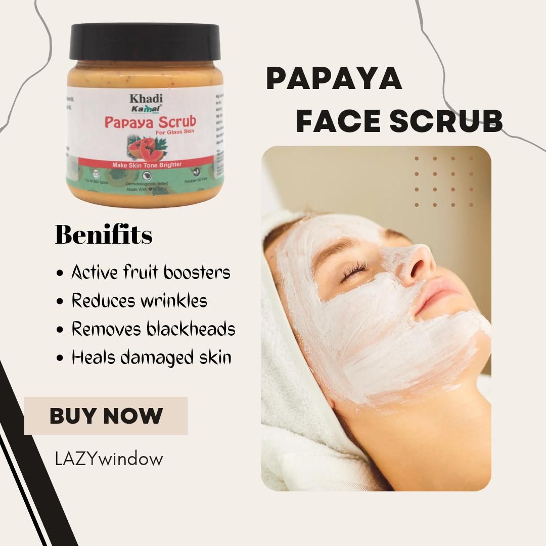Khadi Kamal Herbal 100 Pure Natural & Organic Papaya Face Scrub For Man And Women 180gm Pack of 3
