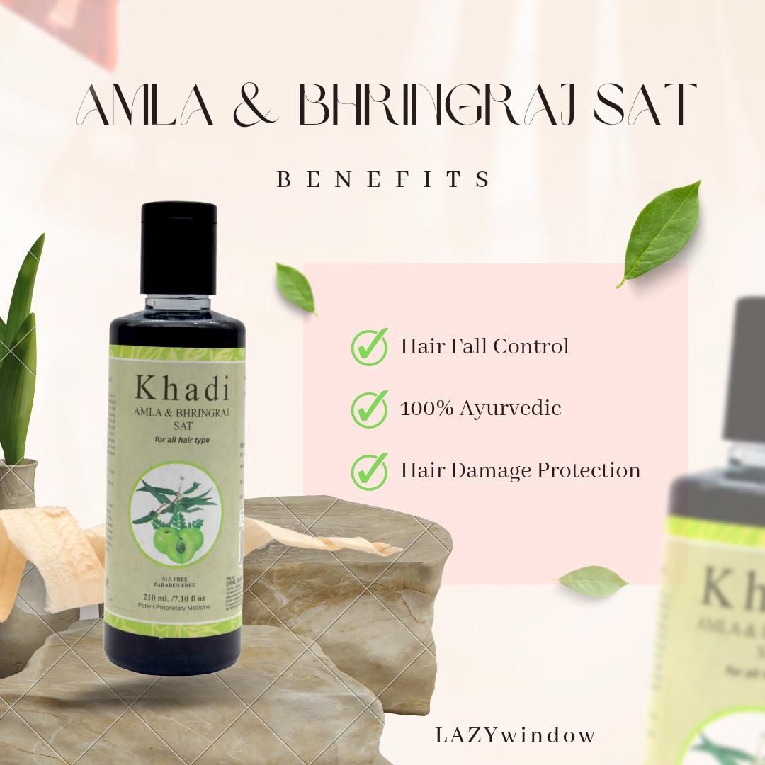 Khadi Kamal Herbal 100 Pure Natural & Organic Amla Bhringraj Shampoo For Men And Women For Hair 210ml (Pack of 5)