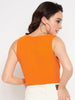 Uptownie Lite Stretchable Polyester V Neck Knotted Sleeveless Crop Top