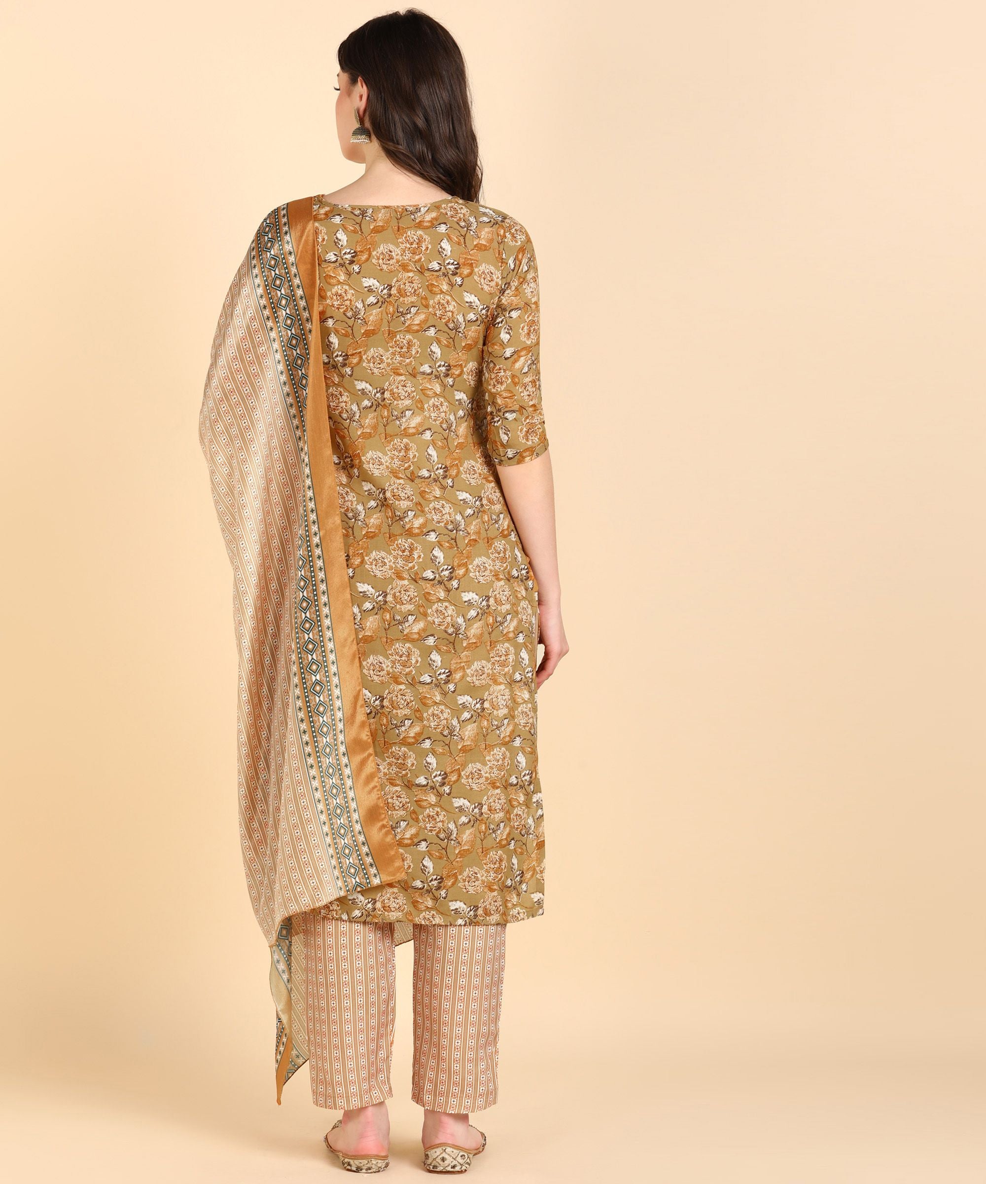 Women's Cotton Printed kurti and Pant With Dupatta Set