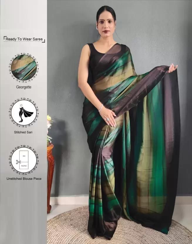 Leemboodi Ready to Wear Ombre, Embellished Bollywood Georgette, Chiffon Saree (Multicolor)