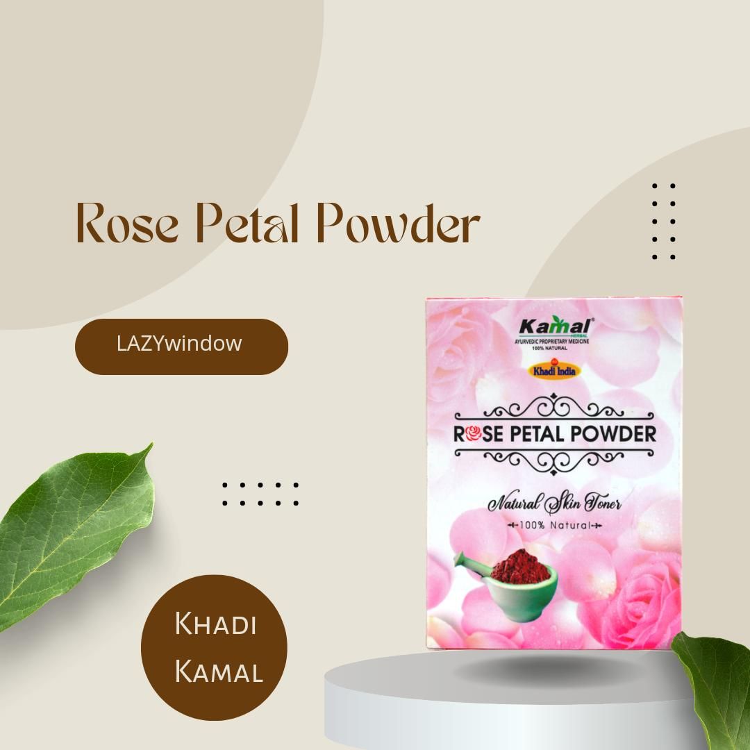 Khadi Kamal Herbal 100 Pure Natural & Organic Rose Petal Powder For Man And Women for Glowing Skin 100gm (Pack of 5)